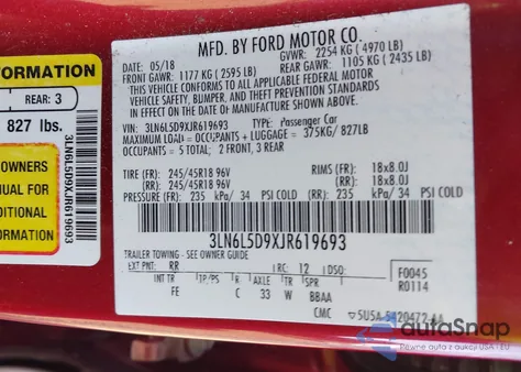 2018 Lincoln Mkz Select from USA, damaged, VIN 3LN6L5D9XJR619693